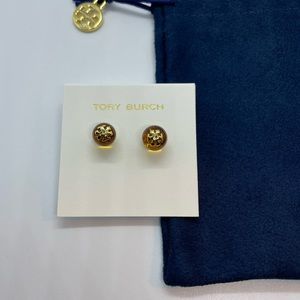 NIB Tory Burch Evie Pearl Stud Earrings Amber